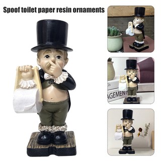 Toilet Butler with Roll Paper Holder Resin Ornament for Bathroom Super Cute CLH@8