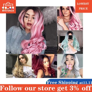 70cm Women Long Curly Wavy Wig Synthetic Hair Ombre Color Synthetic Wig Hair Wigs for Women Cosplay Wigs ombre wig