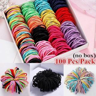 100PCS/Lot Women Girls Elastic Hair Band Colorful Hair Ties Ropes Rubberbands