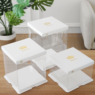 Transparent Cake Box Baking Packaging Snack Packaging4/ 6/8/10/12Five Sets of Inch Visual Cake Box w