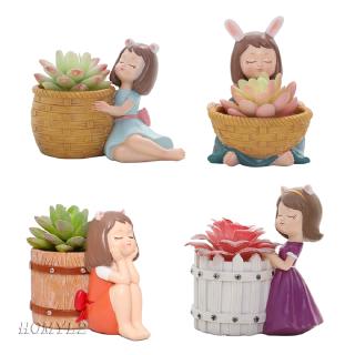 Little Girl Succulent Cactus Plant Pot, Resin Flower Pot Container Planter, Perfect for Home (2)