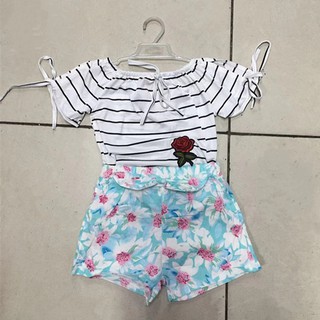 KIDS Terno Stripe Blouse Floral Shorts