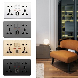 Multifunction UK 13A Wall Socket Push Button 2.1A USB dual multi five port PC material