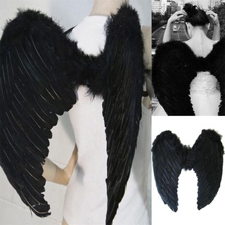 NEW Angel Wings Goth Black Feather Party Costume Halloween