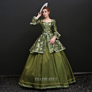 【Performing arts clothes】18th Century Rococo Green Royal Court Dress Retro Baroque Clothing Renaiss