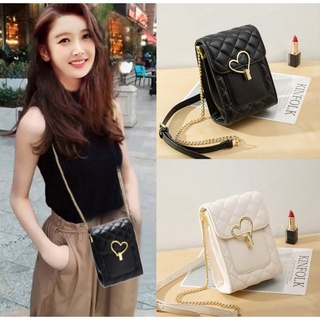 YQY #8099 New Korean girls pure and fresh pure color diamond love buckle cross shoulder sling bag