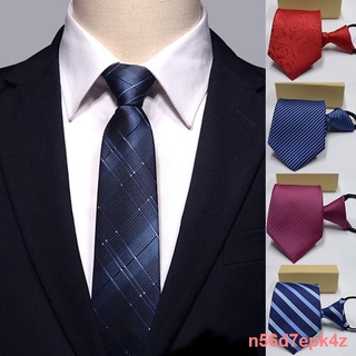 ✠Neckwear Polyester Silk Lazy Ties Men Zipper Tie Wedding Party Decor Business Necktie Easy To Pull