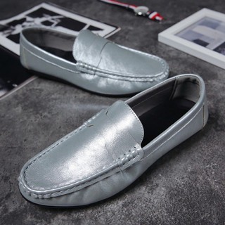 patent Leather Doug Shoes Men Flat Shoes Soft Split Moccasin Driving Loafers