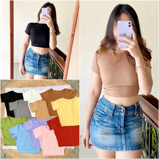 Basic Knitted Round Neck Cropped Shirt/ Korean Knitted Crop Top