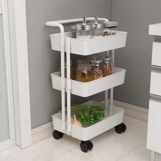 home and living✹No1.go New 3 Tier Kitchen Utility Trolley Cart Shelf Storage Rack Organizer with Whe