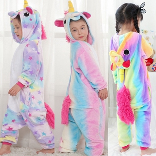 Cute Kids rainbow Unicorn Kigurumi Animal Cosplay Costume Onesie Pajamas Sleepwear