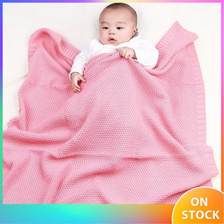 Baby Solid Color Blanket Knitted Newborn Swaddle Wrap Soft Toddler Sofa Bedding