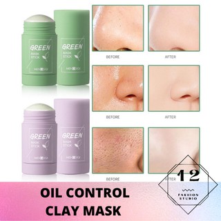 (12)Green Tea Mask Oil Control Anti-Acne Eggplant Solid Purifying Brightening Clay Stick Mask Fine