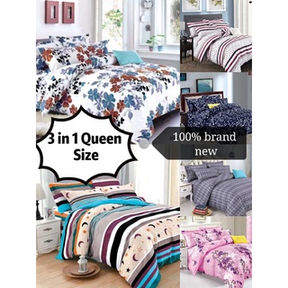 TNC 3 in 1 Bedsheet Set Queen Size (1pc. garterized bed sheet, 2 pcs. pillow case) 60X75X10