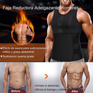 Men Neoprene Sauna Suit Zipper Waist Trainer Vest Tank Top Trimmer Body Shaper with Adjustable Single Belt (2)