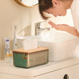 Nordic Wood Minimalist Tissue Box Cover Holder Modern Transparent Facial Tissues Dispenser (4)