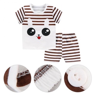 Hellomom Baby Boy Girl Clothes Cartoon T-shirt Tops+Shorts Outfits (3)