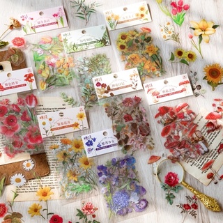 40Pcs Nature Flower Plant PET Sticker Bag / Vintage Creative DIY Journal Scrapbooking Decoration Stickers / Kawaii Stationery
