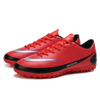 Size 34-47 Youth Professional Low Tops Football Shoes Men's Outdoor TF Soccer Shoes Red