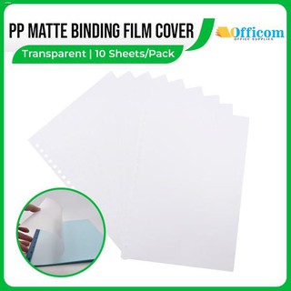 Book Covers✎❁Officom PP Matte Loose Leaf Plastic Binding Film Notebook Cover (Transparent) 10 Sheets