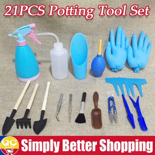 21 Pieces Gardening Tools Potted Plants Maintenance With Wooden Handle Garden Hand Tools Set