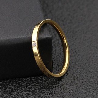 Fashion titanium steel zircon ring stainless steel female models simple rose gold couple tail ring
