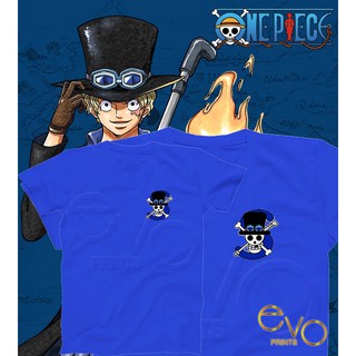 One Piece Sabo Shirt Pocket Cute Design Blue Round Neck