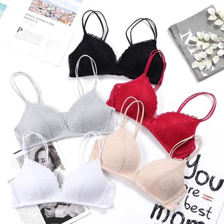 Hollow light lingerie without steel ring bra gathered lace sexy underwear comfortable thin push up bra