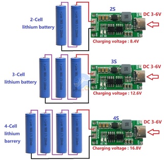 Multi-Cell 2S 3S 4S Type-C To 8.4V 12.6V 16.8V Step-Up Boost LiPo Polymer Li-Ion Charger 18650 Lithium Battery