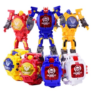 baby toy♙ஐ☽GREEN MOON Transforming Robot Watch Toys LED digital Watch 2 in 1- (ASSO