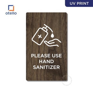 Multi Size Plywood Walnut Please Use Hand Sanitizer Sign Board for Wall Decor