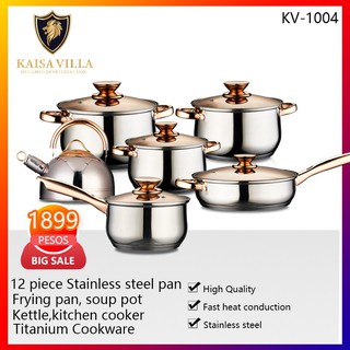 Kaisa Villa Stainless Steel Frying Pan Soup Pot And Kettle 12 Pcs. KV-1004 (1)