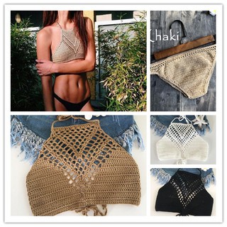 【FAF】Women Crochet Lace Handmade Knit Bra Beach Bikini Halter Cami Tank Crop Tops【PH】 (1)