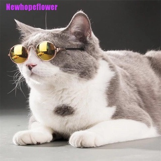 [{NFPH}] Cute & Funny Pet Sunglasses Classic Retro Circular Metal Sunglasses For Cats Dog