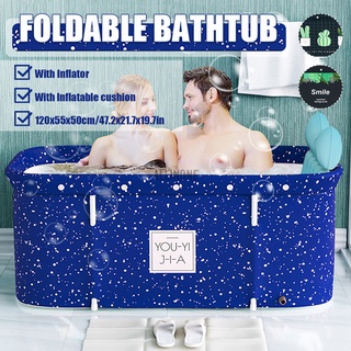 Folding Bathtub Adult Spa Sauna Bath Water Tub Portable Bucket Indoor Outdoor 120x55x50cm