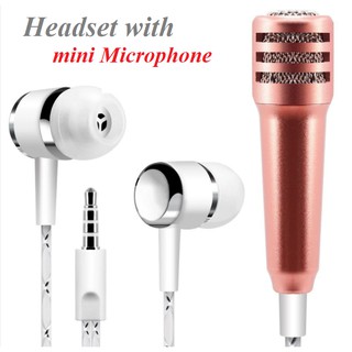 Headset With Mini Microphone for Karaoke, Stereo Mic with Earphone for Voice Recording