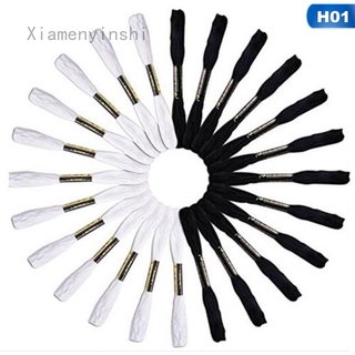 Xiamenyinshi Yixing Shang488 24 Skeins Cross Stitch Threads, Black White Cotton Embroidery Floss with 12PCs Floss Bobbins for Knitting, Cross Stitch Project