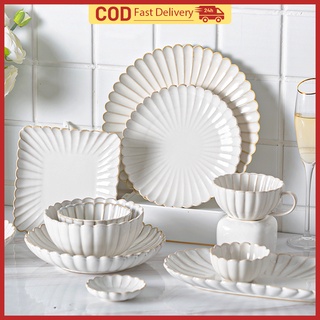 COD Elegant Nordic Ceramic Plate Set Soup Plate Love Plate Square Plate Bowl Dish Bakeware Tableware