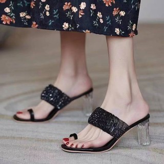 top )1finger KOREAN fashioned sandals with crystal heels