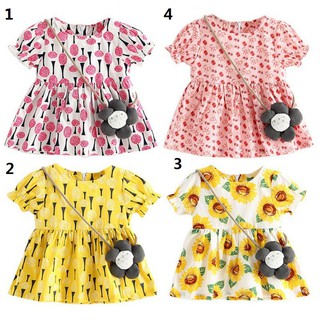 Solid floral Top Dress Baby Girls Cute Dress