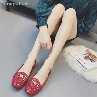 ♦❅✢┋Hong Kong 2021 new autumn leather single shoes women s flat bottom all-match peas shoes square t
