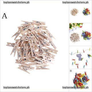 COD[TOPL]50PCS 25mm Mini Wooden Clips Photo Clips Clothespin Clips DIY Craft H