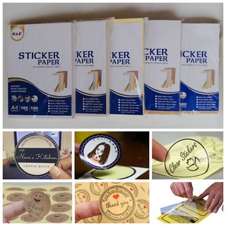 (20pcs)K&E Sticker Paper A4 glossy, matte, satin, kraft light/dark for Printable inkjet/laser print
