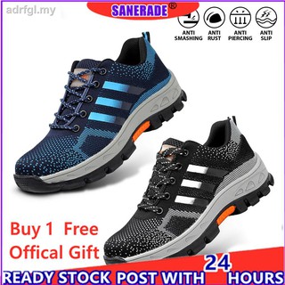¤【 100% High Quality 】Size 35-48 ADIDAS Safety Shoes Style Sneakers Men Women Low-Cut Steel Toe Cap Work Stab and Smash Resistant Sports