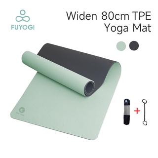 FUYOGI Yoga Mat for Workout Widen 80cm TPE Non-Slip Fitness Tasteless Beginner Double-Sided