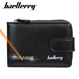 2020 New Men Wallets Customized Name Engraving Card Holders Zipper Fashion Men Purse PU Leather High
