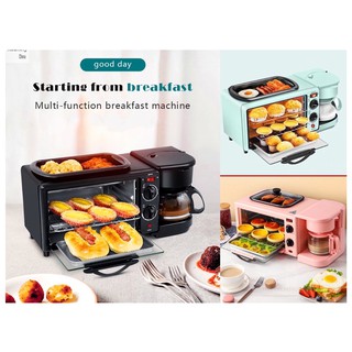 3in1 Breakfast Machine Electric Oven Bread Toaster Baking Coffee Maker Grill Pan Multifunctional COD