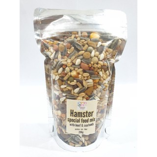 Hamster food mix 200g (Premium quality, mixed pellets, w/ beef and seafoods, w/ alfalfa)