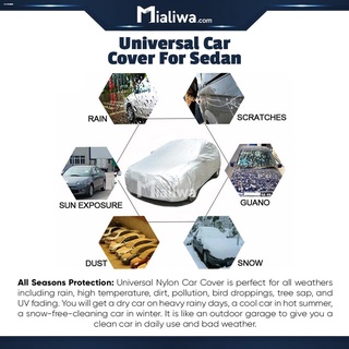 CAR STICKER♗Universal Car Cover Nylon For Sedan, All Weather Protection, Indoor-Outdoor Cover & Wate