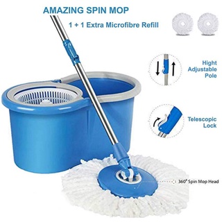 ES Spin 360° Mop Rotating Head Spin Mop Magic Mop with Cleaner Bucket